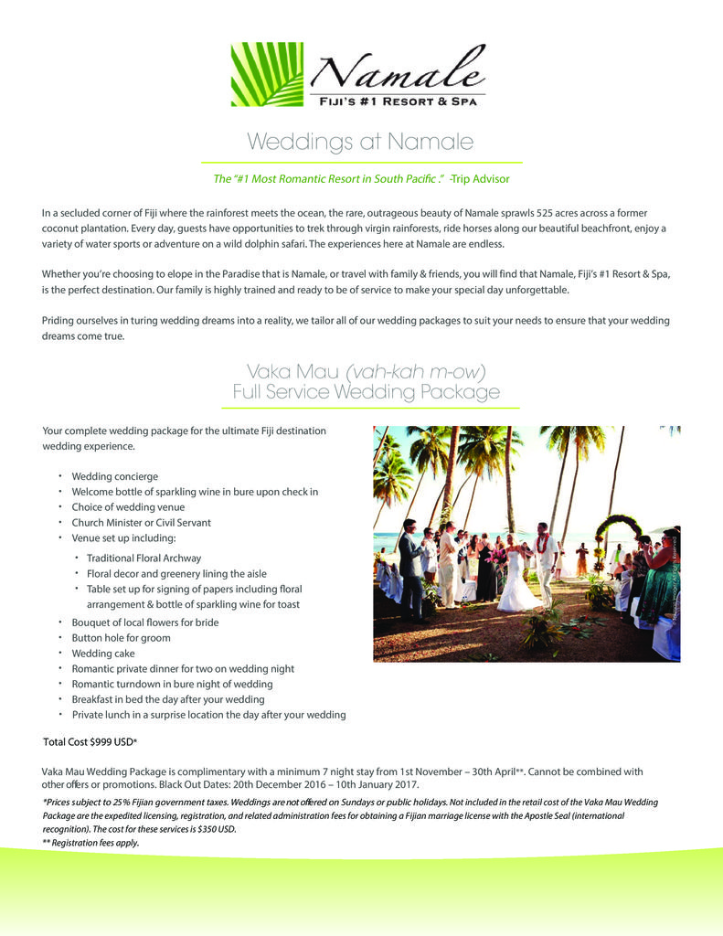 thumbnail of Namale – Wedding Brochure – May 2016