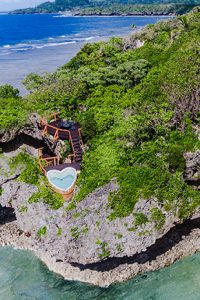 Heart tub by ocean