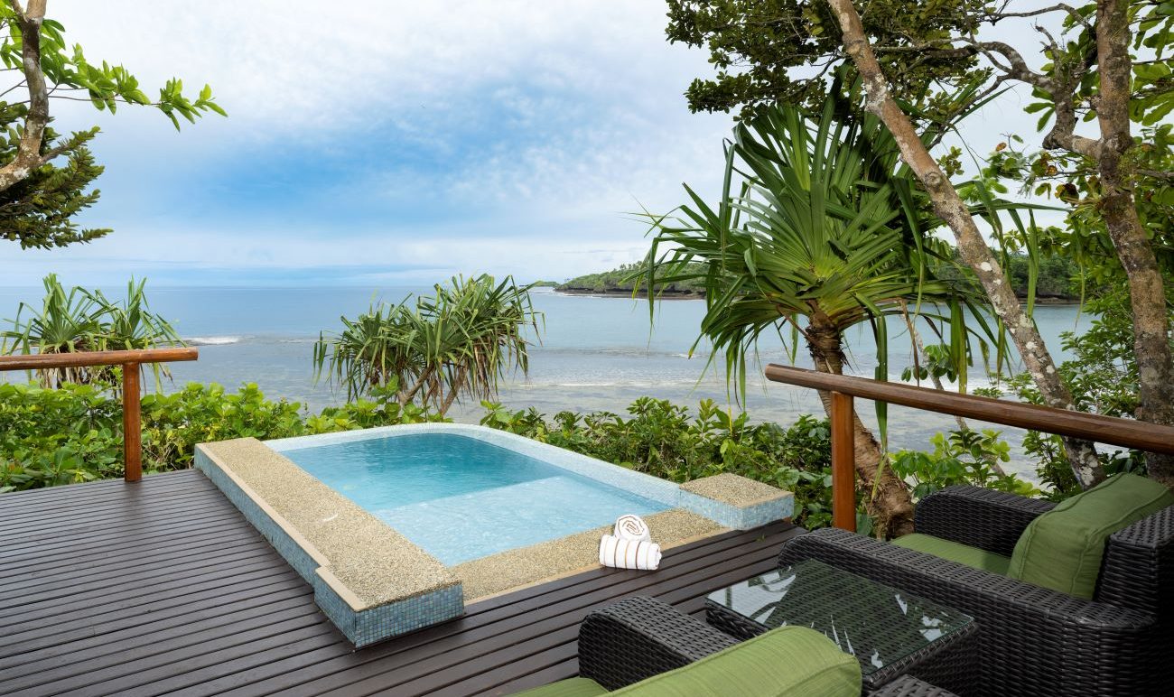 Honeymoon Bure Pool with Ocean View at Namale Fiji