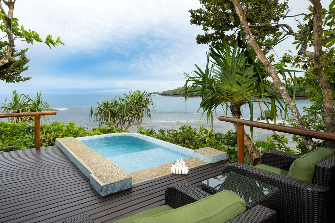 Honeymoon Bure Pool with Ocean View at Namale Fiji